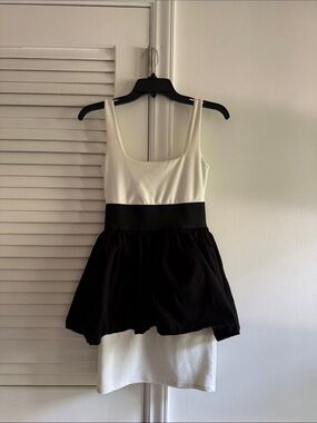 Necessary Objects White and Black Sleeveless Mini Dress SZ S